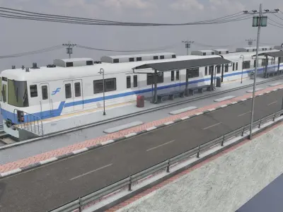  japan train fukuoka subway 1000 Low-poly 3D model