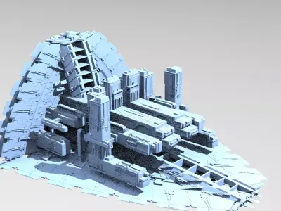 Sci-fi Alien Freighter Launcher 5 3D model