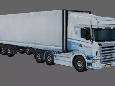 Low Poly European Cargo Truck 8x4 Low-poly 3D model
