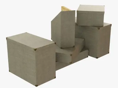 Restoration Hardware Linen Office Storage Accessories Fog Low-poly 3D model