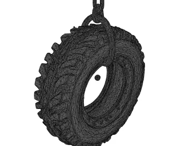 Rusty Industrial Tire with Chain 3D model