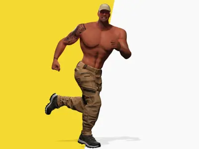 Muscle Stylized Strongman Bodyguard Commander Low-poly 3D model Low-poly 3D model