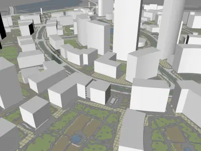 Urban highrise building ancillary building commercial 3D model