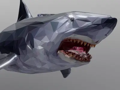 Dark Shark Low Polygon Art Ocean Fish Low-poly 3D model