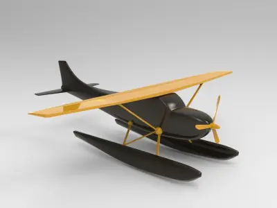 Low Poly game ready Seaplane toy airplane Free low-poly 3D model