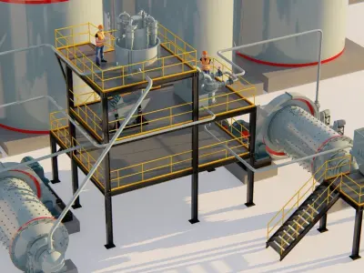 Gold mining leaching section 3D Model 3D model