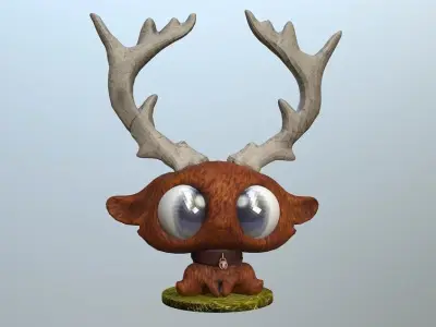 Cute fawn Low-poly 3D model