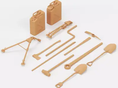 US tank tools and equipment set 3D print model