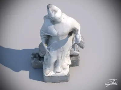 Statue 2 of virgin mary Low-poly 3D model