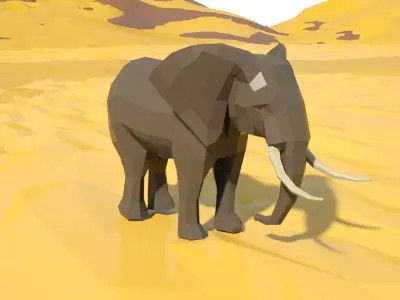 Elephant 3d model animated Low-poly 3D model