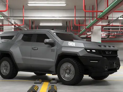 2023 Rezvani Vengeance Armored SUV Lights On 3D model