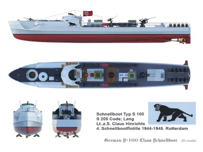 German S-100 Class Schnellboot 3D model