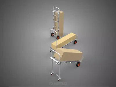 3 IN 1 CONVERTIBLE HAND TRUCK CART TROLLEY DOLLY CARDBOARD BOXES 3D model