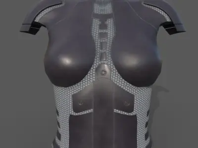Simple sci-fi female black armor Low-poly 3D model Low-poly 3D model