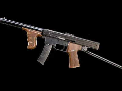  PPK 1942 Kalashnikov Submachine Gun Low-poly 3D model