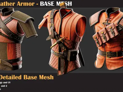 10 High Detail Leather Armor BASE MESH - VOL 21   3D model