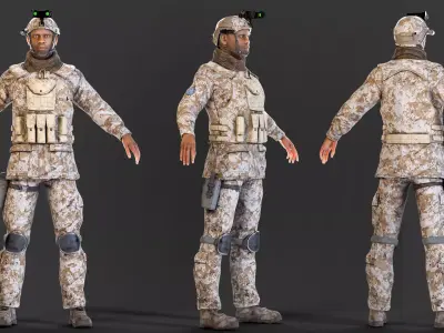 Jabari UN Soldier Rigged  Low-poly 3D model