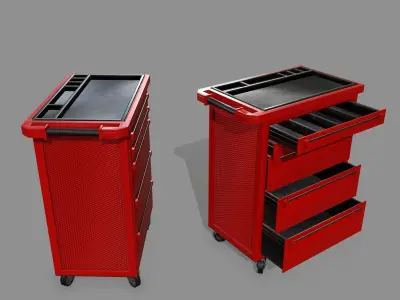 Cupboard tool cart on wheels Low-poly 3D model