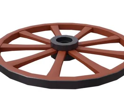 Old wheel with 9 spokes basemesh - ready for texturing Free low-poly 3D model