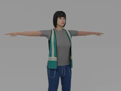 Worker Woman Low-poly 3D model