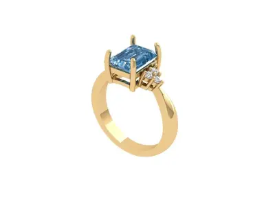 Emerald Solitaire Ring 3D print model 46