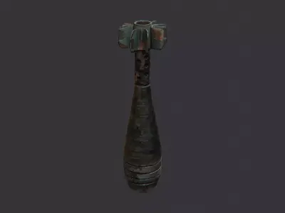 Improvised mortar shell prop weathered finish Low-poly 3D model