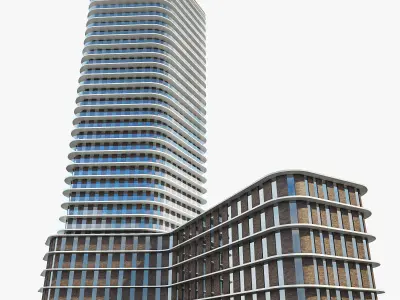 Residential Tower 01 Low-poly 3D model