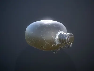 Old Military Flask 3D model
