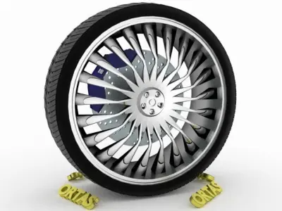 ORTAS CAR WHEEL RIM 76 GAME READY WHEEL RIM TIRE 3D model