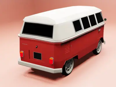 1966 VW Split Screen Camper Van Low-poly 3D model