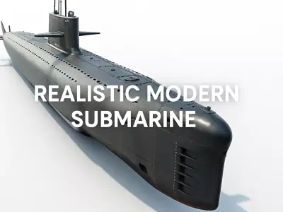 Realistic Modern Submarine Low-poly 3D model