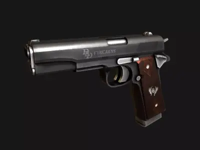 Double Barrel 1911 Low-poly PBR game ready  asset Low-poly 3D model