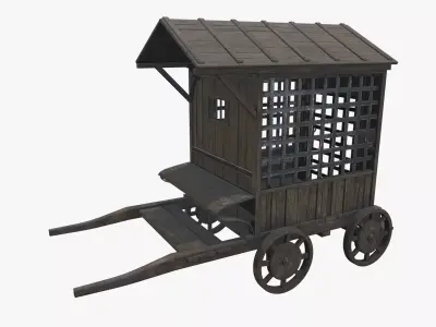 Medieval Carriage V07 Low-poly 3D model
