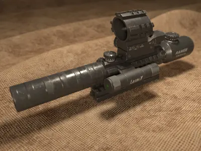 Scope Collection rifle on cloth Low-poly 3D model