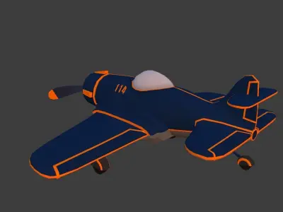 Cartoon low-poly airplane Low-poly 3D model buy