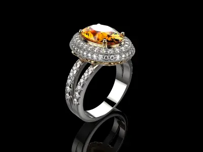 Oval Cut From Gemone Diamonds Ring 3D print model