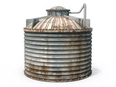 Rooftop Corrugated Metal Water Tank 3D Model Low-poly 3D model