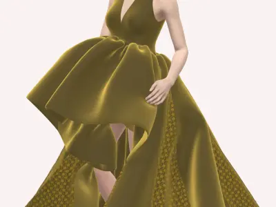 Regal Draped Dress in Style3D Atelier 3D model