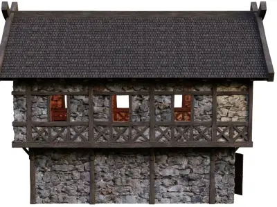 Old Medieval Building House 4K Textures GameReady 45 Low-poly 3D model