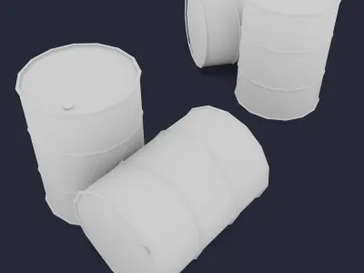 Barrels three rusty Low-poly 3D model
