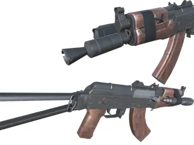 20-AKS-74-gun model 3d game ready model Low-poly 3D model Low-poly 3D model