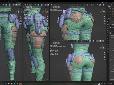 character military woman  Low-poly 3D model