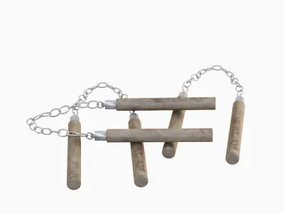 Wooden Nunchaku Set 3D model