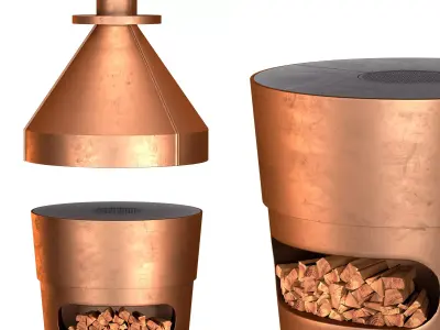 Copper Pizza and Barbecue Oven 3D model