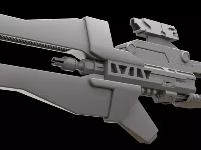 Mecha hard surface assault rifle 3D model