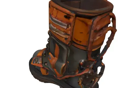 Worn Leather Combat Boot Low-poly 3D model