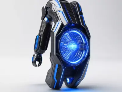 SciFi Gauntlet with Blue Energy Conduits 3D model