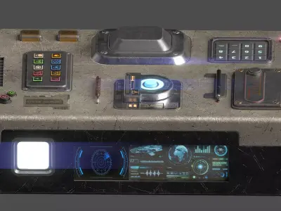 Sci Fi Control Device Panel Game Ready 3D Model Free low-poly 3D model