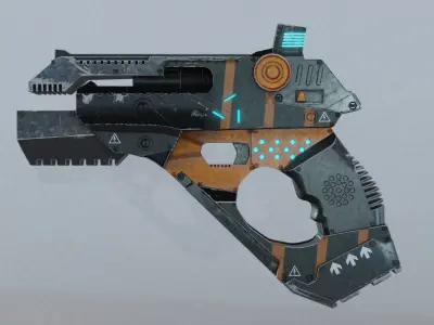 Sci-fi Pistol Low-poly 3D model 6