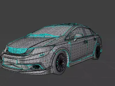 Civic 2012 2016 FD2 without textures Free low-poly 3D model